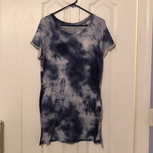 Dark Blue Tye Dye Dress/Coverup with pockets